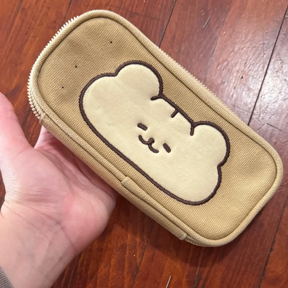 Cute Tan Bear Pencil Case (read description)